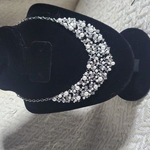 NWOT: DAZZLING INC International Concepts Silver and White Bib Necklace